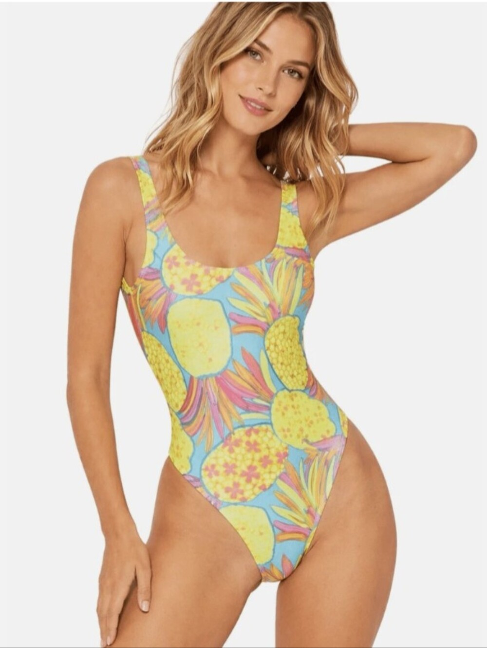 chubbies Pineapple Print One-Piece Swimsuit - Pink/Blue/Yellow